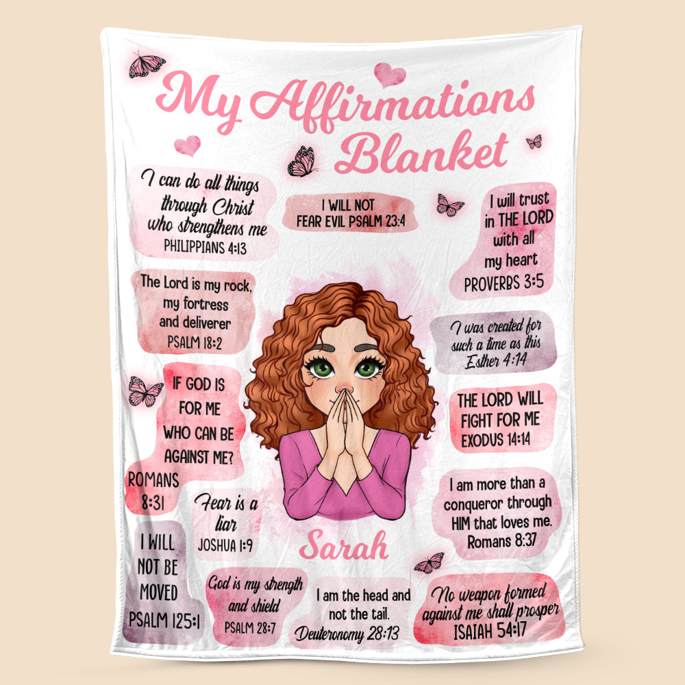 My Affirmations (Pink & Purple Version) - Personalized Blanket - Meaningful Gift For Birthday - Giftago