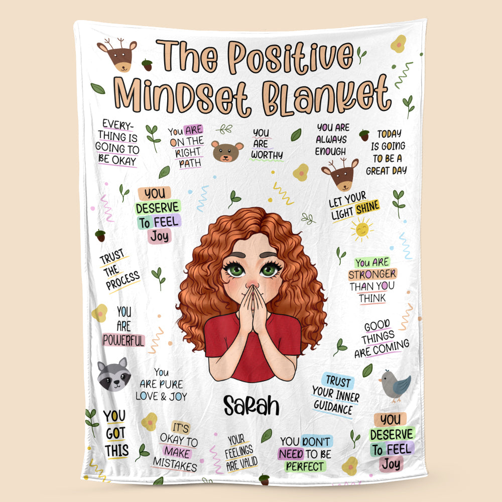 Personalized Blanket -  Positive Mindset - Best Gift For Mom, Daughter, Sister, Friend, Wife - Giftago