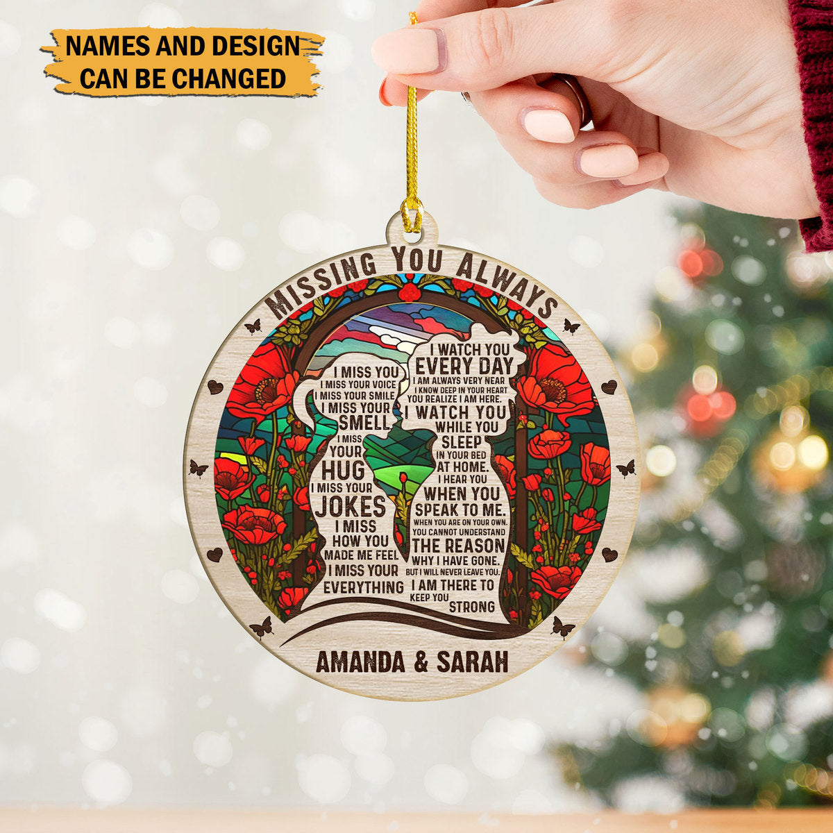 Miss You Everyday - Personalized Custom Shaped Wooden Ornament