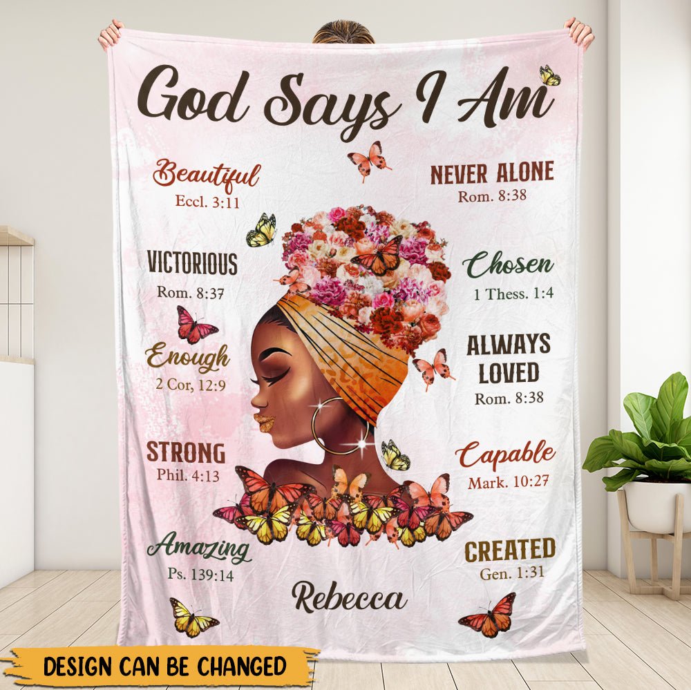 God Says Black Girl - Personalized Blanket - Giftago