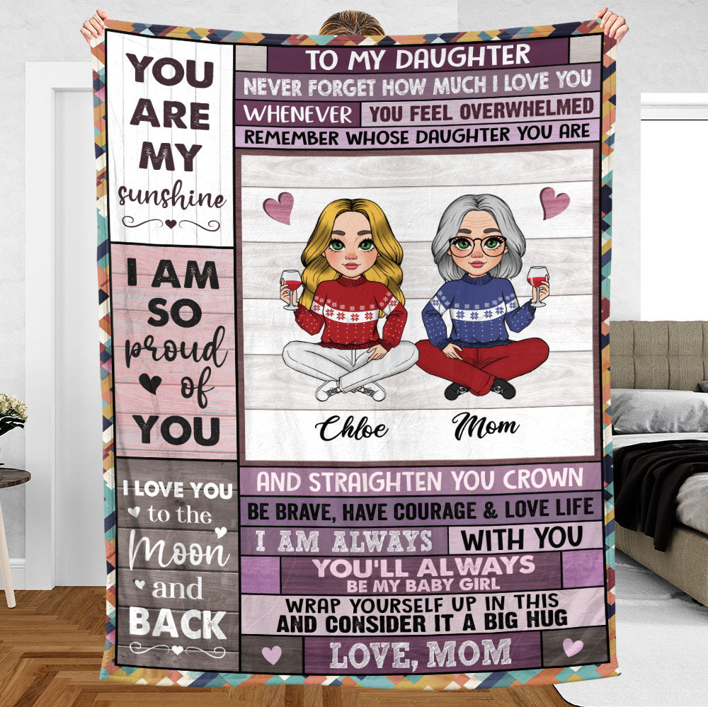 Personalized Fleece Blanket - Mother and Daughter Forever Linked