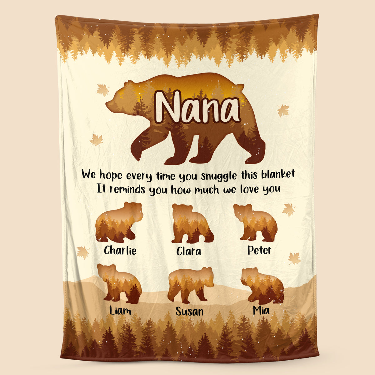 Nana Bear - Personalized Blanket - Best Gift For Family - Giftago