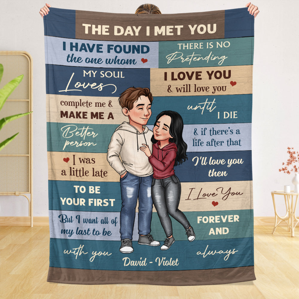 The Day I Meet You - Personalized Blanket - Meaningful Gift For Valentine, For Couple - Giftago