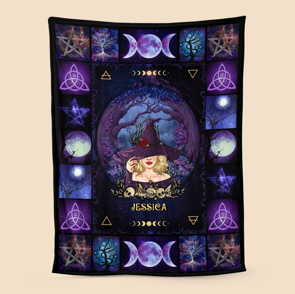 Tree of Life Blankets and Throw Little Witch Under Tree - Personalized Blanket - Best Gift For Halloween - Giftago