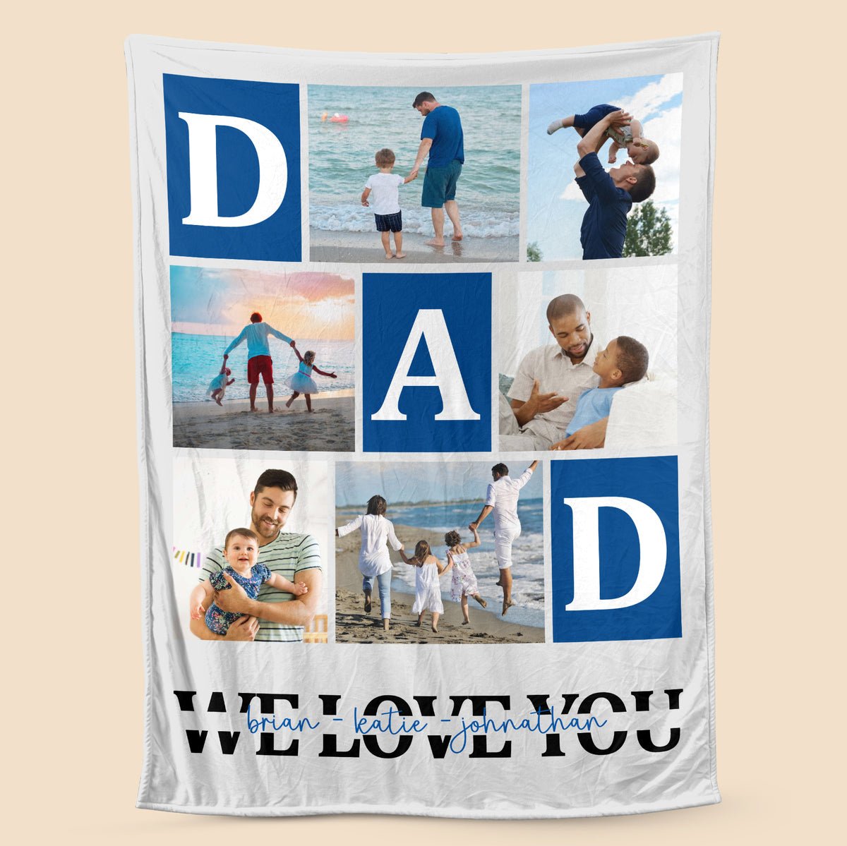 Personalized Blanket -  DAD We Love You Photo Collage