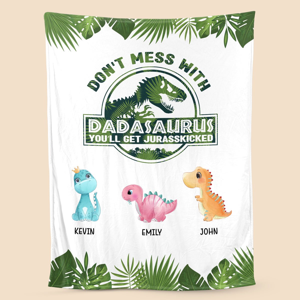 Personalized Blanket For Dad - Papasaurus/Dadasaurus Blanket - Giftago - 1