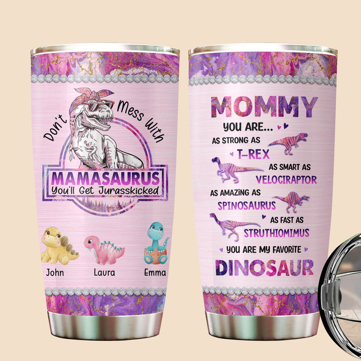 Personalized Tumbler For Mom - Mamasaurus Tumbler (Version 5)