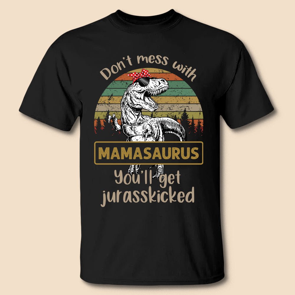 Personalized Tumbler - Mamasaurus Black Tropical - Giftago