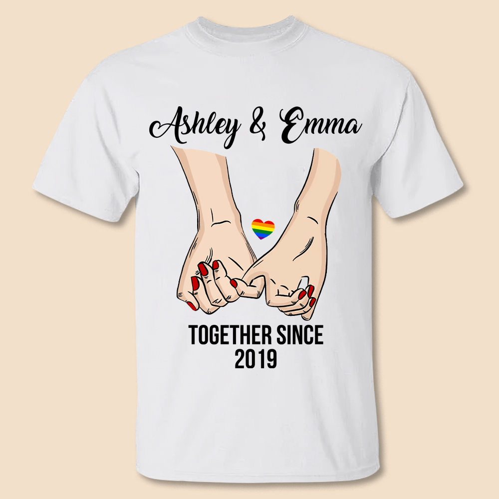 Hand Holding Couple Together Since 2 Personalized Hoodie T Shirt Best Gift For Couple