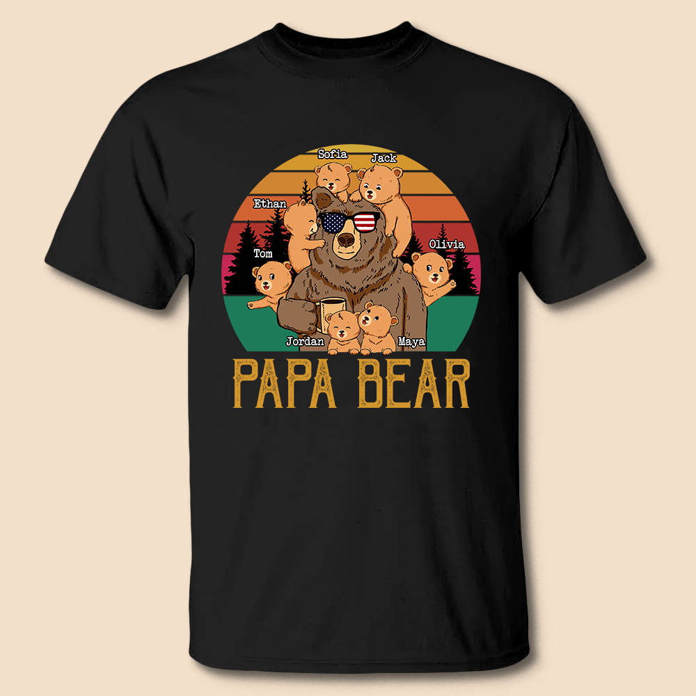 Gift For Father Papa Bear Personalized T-shirt, Personalized Gift