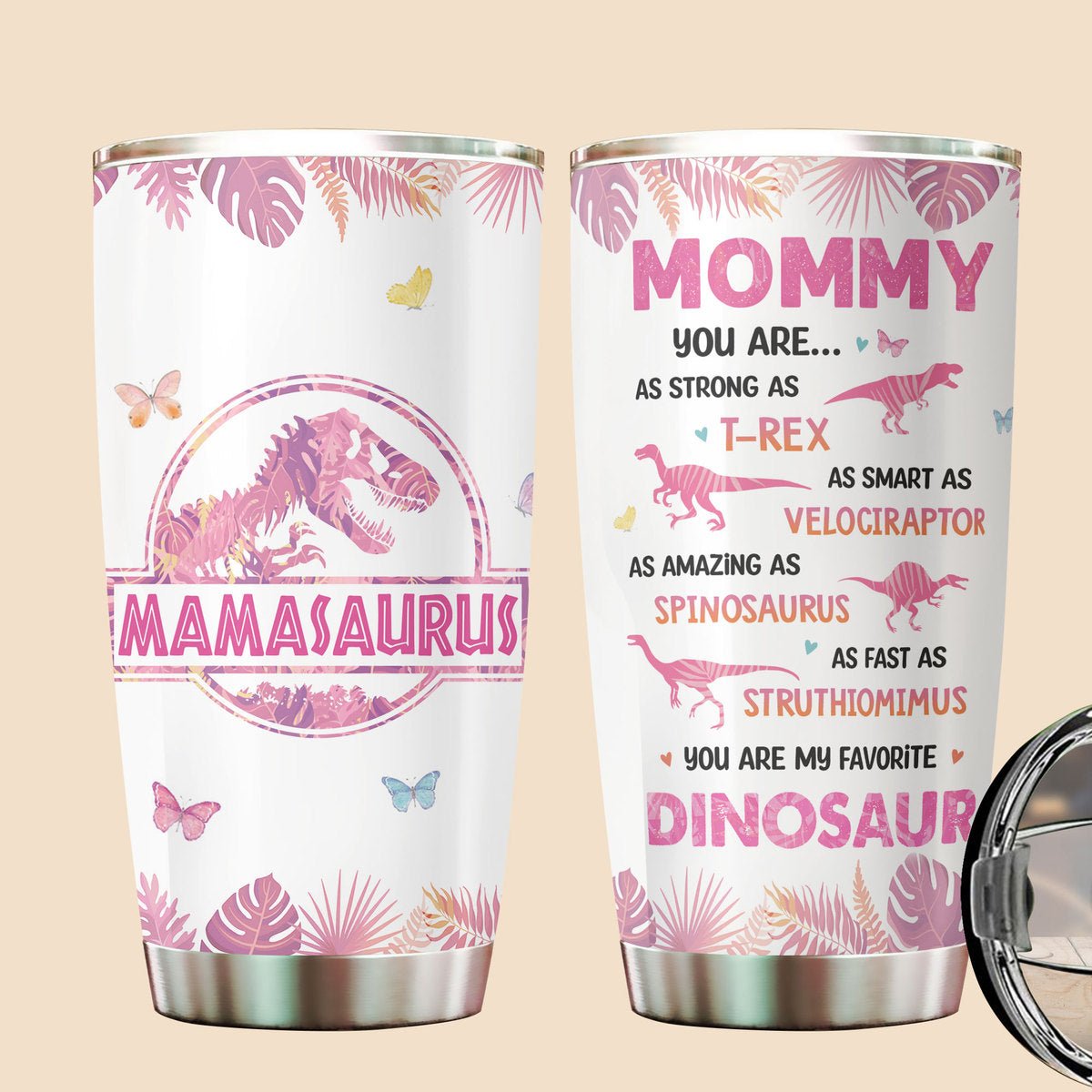 Mamasaurus Glitter Tumbler - Mom Tumbler
