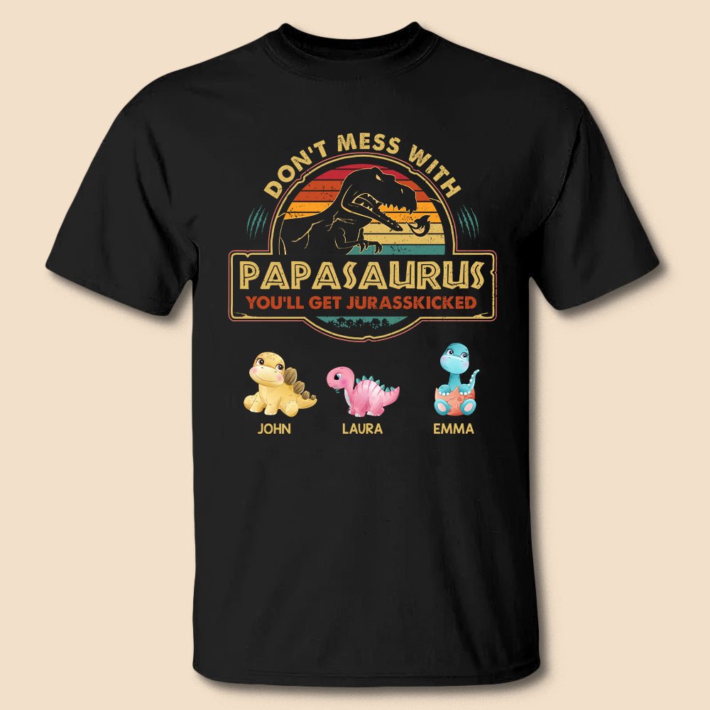 Vintage Papasaurus (Version 2) - Personalized T-Shirt/ Hoodie - Best Gift For Father - Giftago