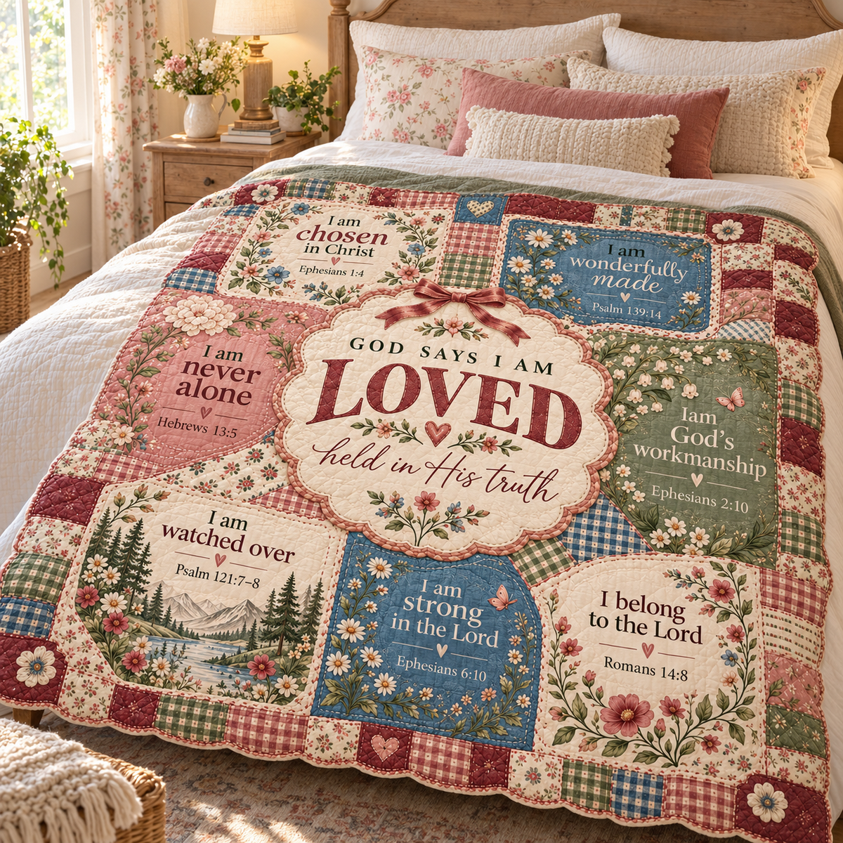 God Says I Am Loved – Patchwork Faith Affirmation Blanket