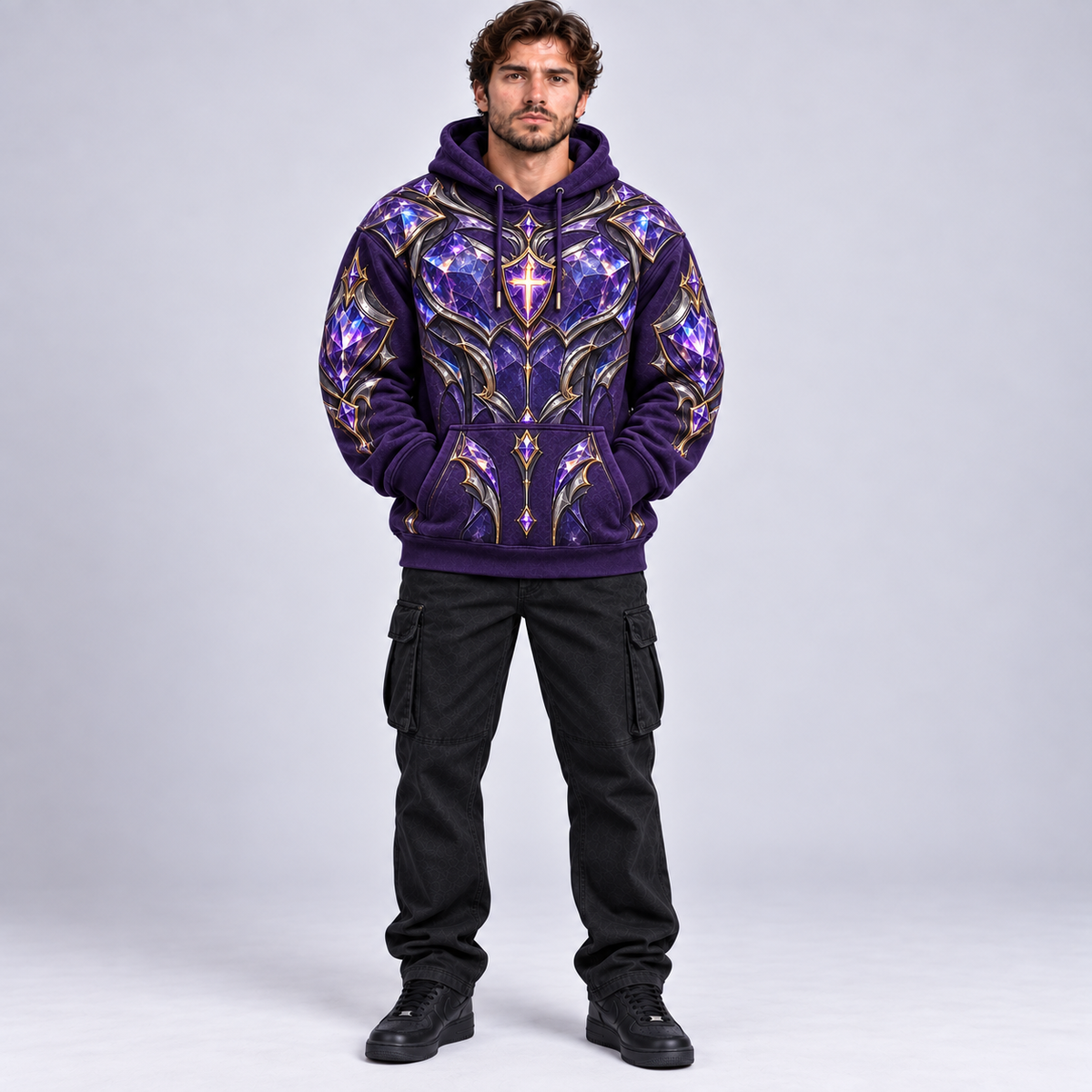 Full Armor Ephesians 6:11 Christian Hoodie – Amethyst Knight