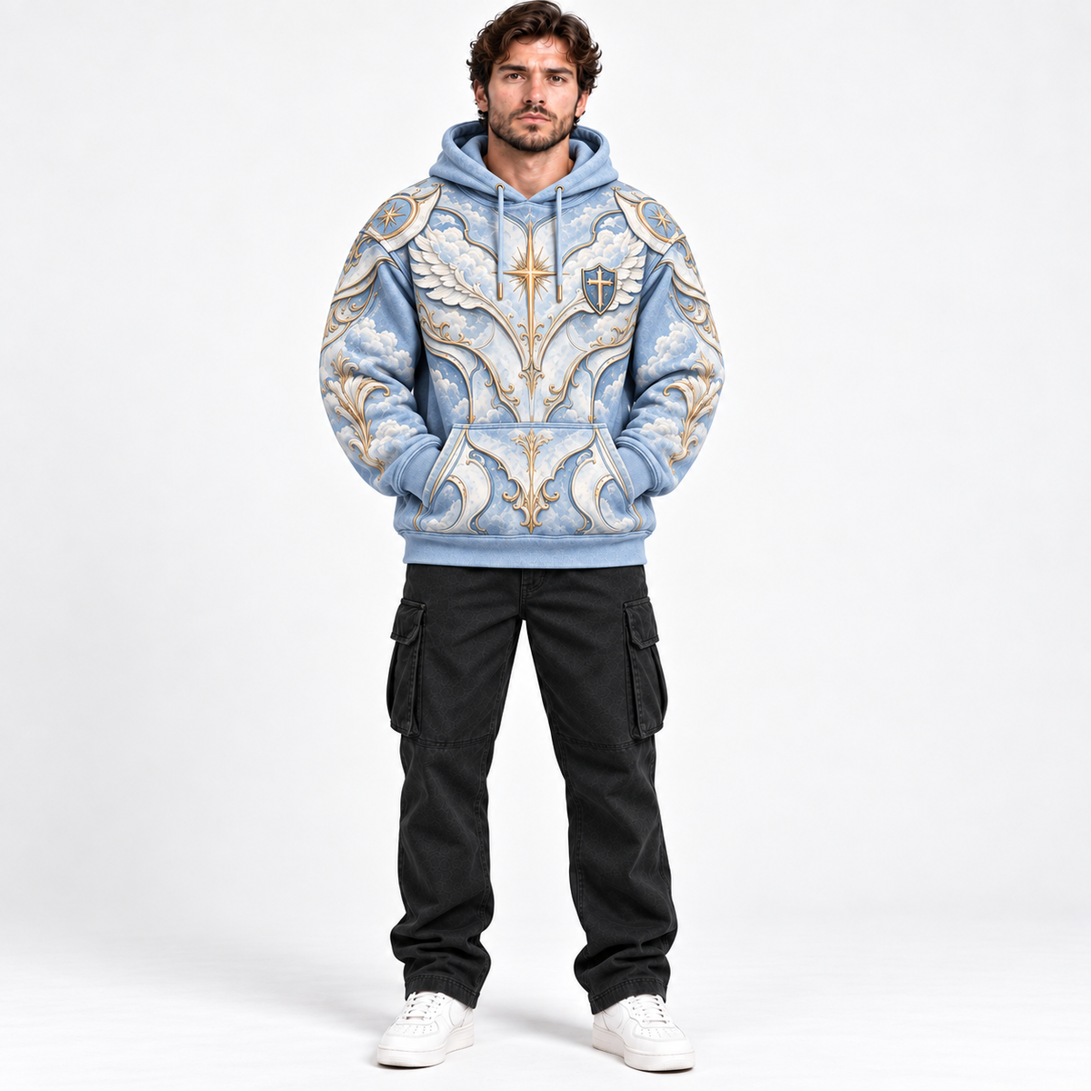 Stand In His Strength Ephesians 6:11 Christian Hoodie – Celestial Blue