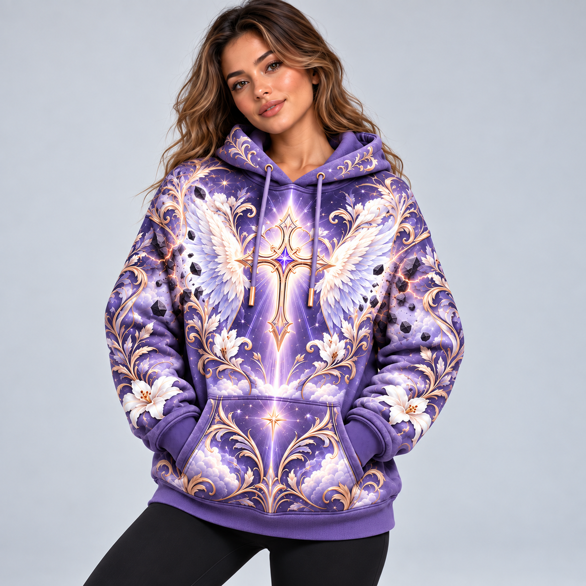 No Weapon Formed – Divine Lavender Wings Isaiah 54:17 Women’s Hoodie