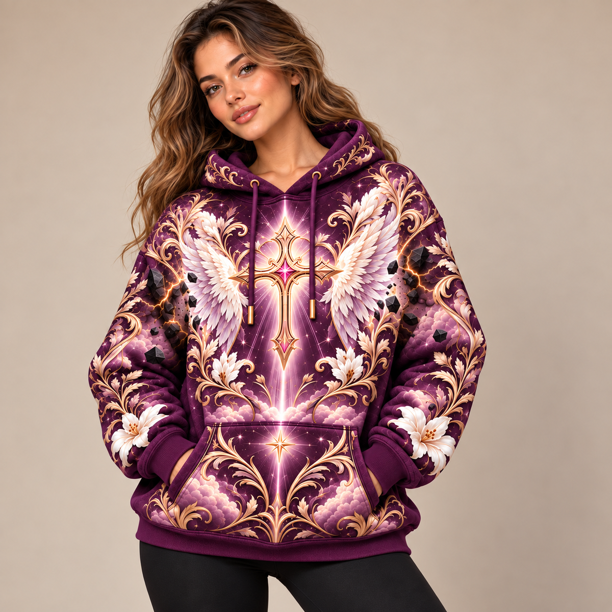 No Weapon Formed – Royal Plum Wings Isaiah 54:17 Women’s Hoodie