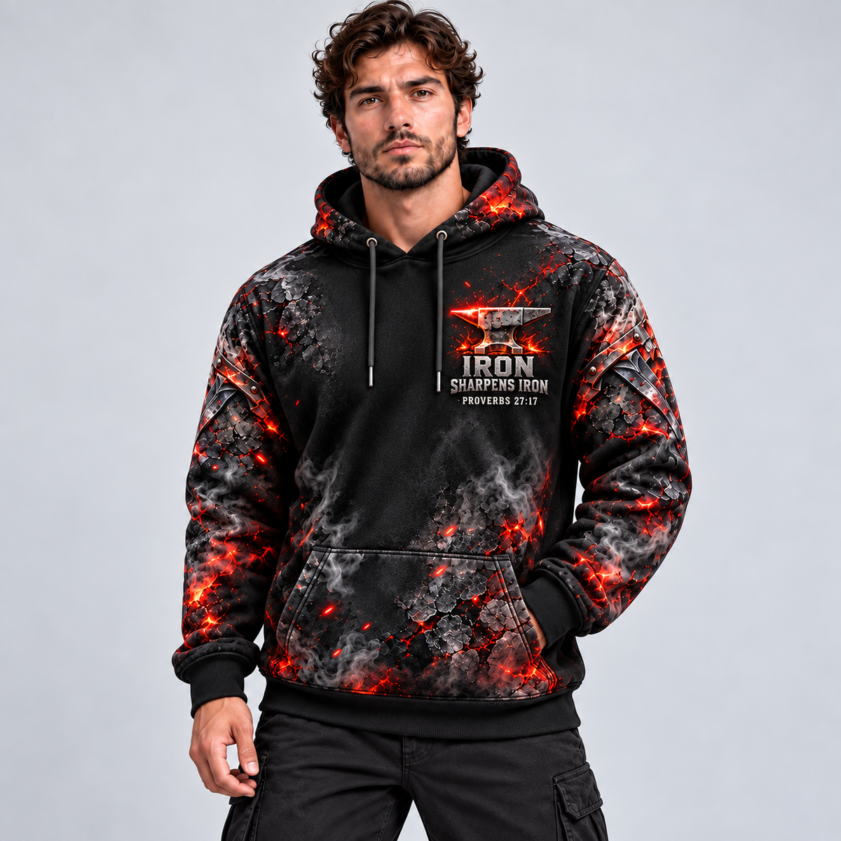 Forged in Faith – Iron Sharpens Iron Christian Hoodie