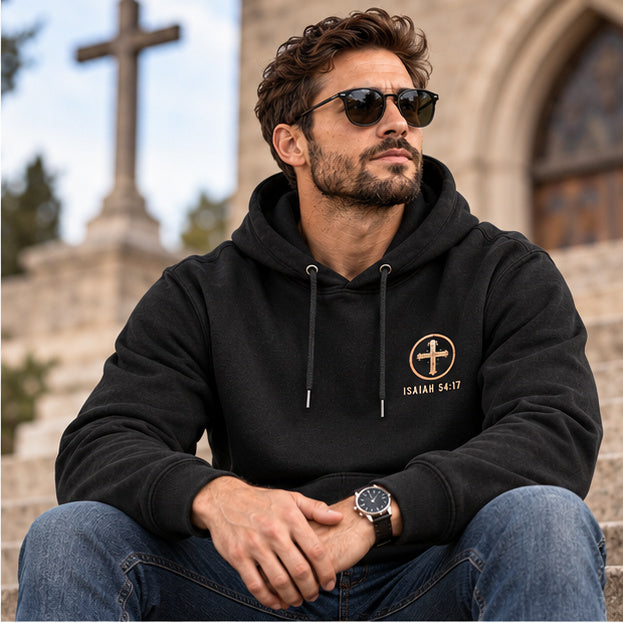 No Weapon Formed – Stand Firm Charcoal Black Christian Hoodie