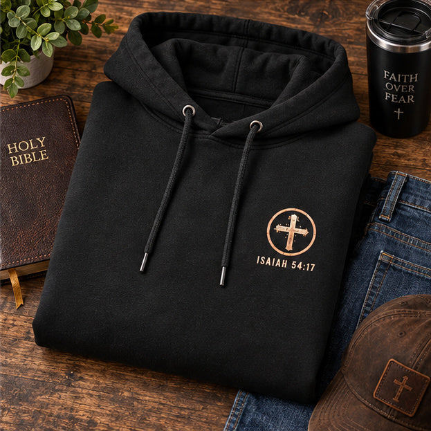 No Weapon Formed – Stand Firm Charcoal Black Christian Hoodie