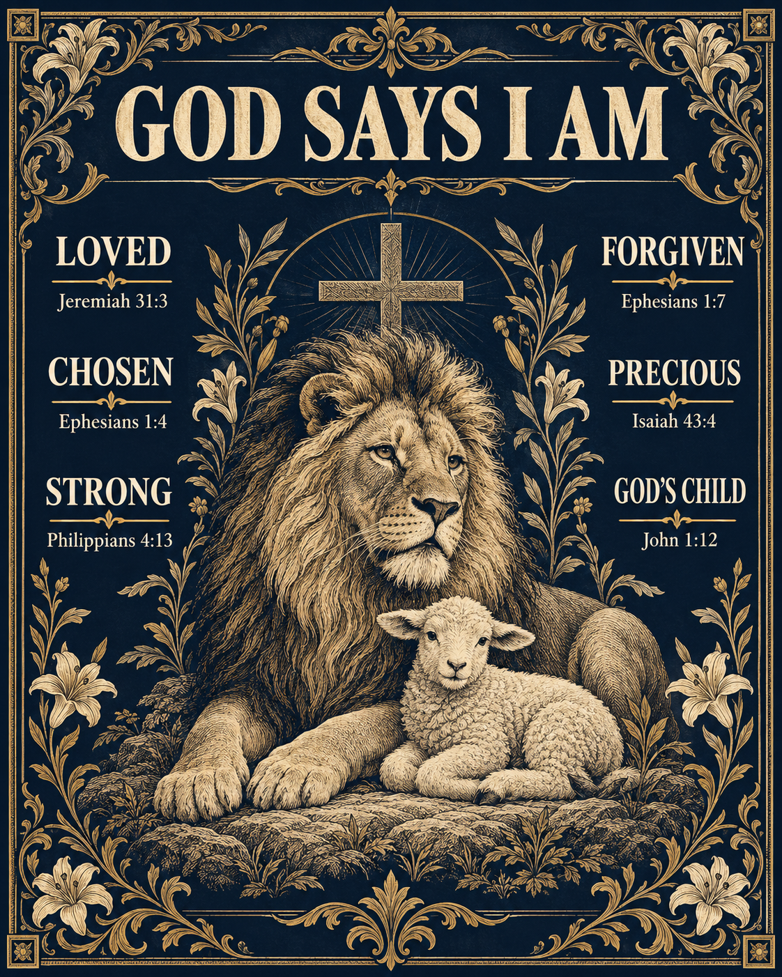 God Says I Am – Lion & Lamb Vintage Christian Blanket