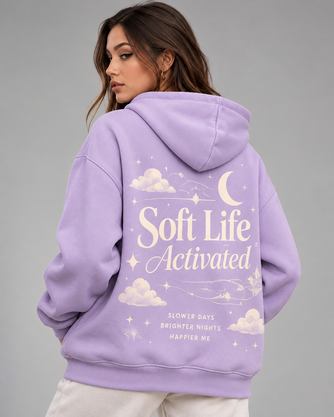 Soft Life Activated – Lavender Moonlight Oversized Hoodie