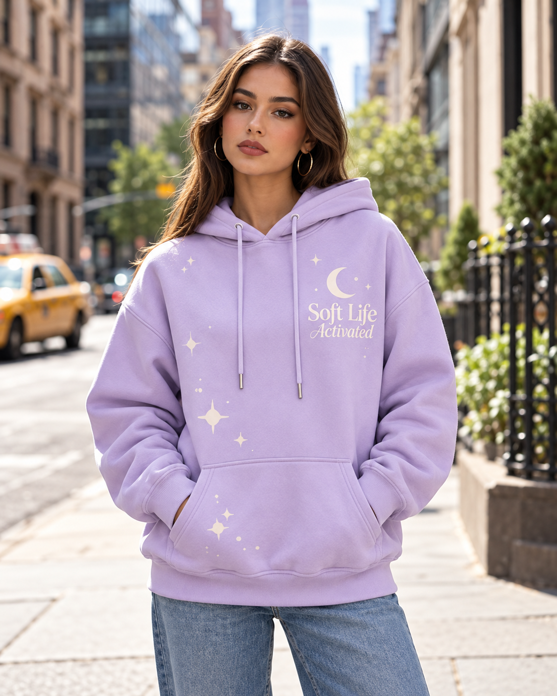 Soft Life Activated – Lavender Moonlight Oversized Hoodie