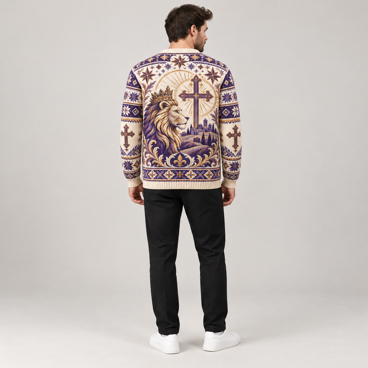 Lion of Judah Royal Purple Kingdom Christian Sweater