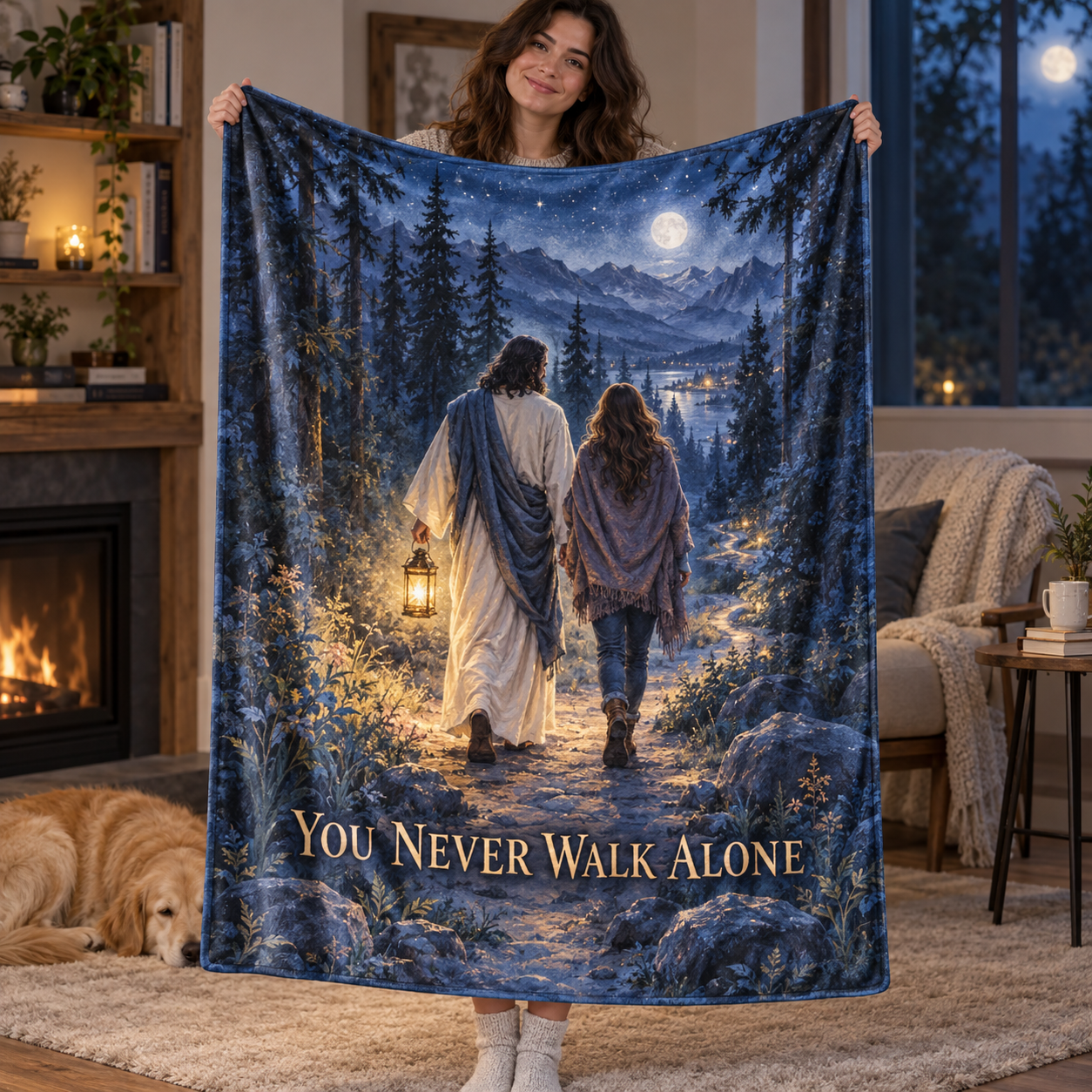 You Never Walk Alone – Jesus Moonlight Christian Blanket