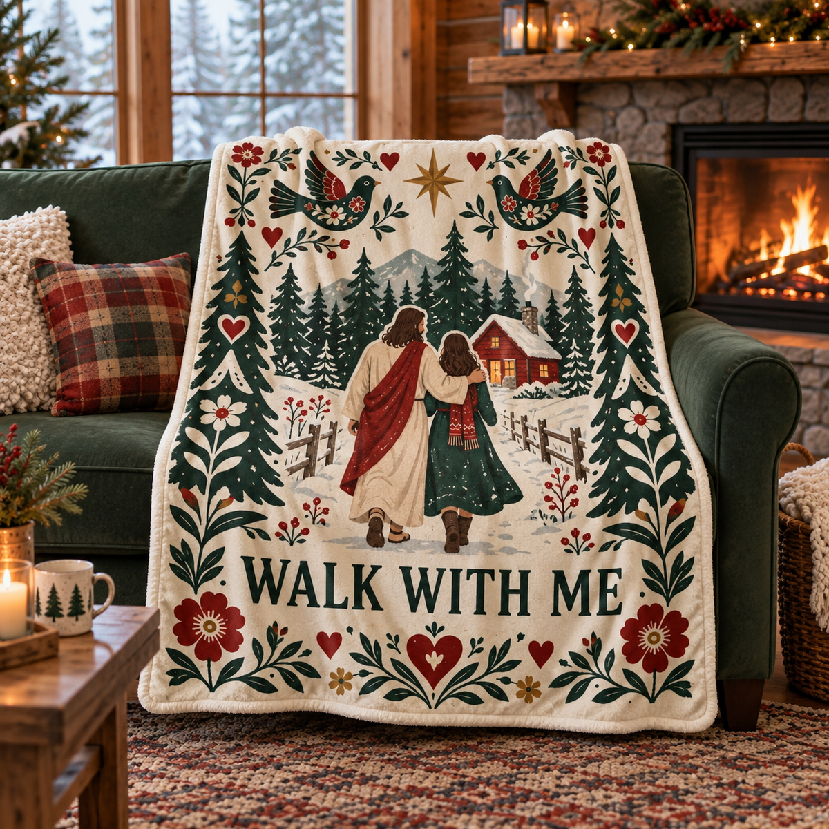 Walk With Me – Nordic Christmas Jesus Christian Blanket