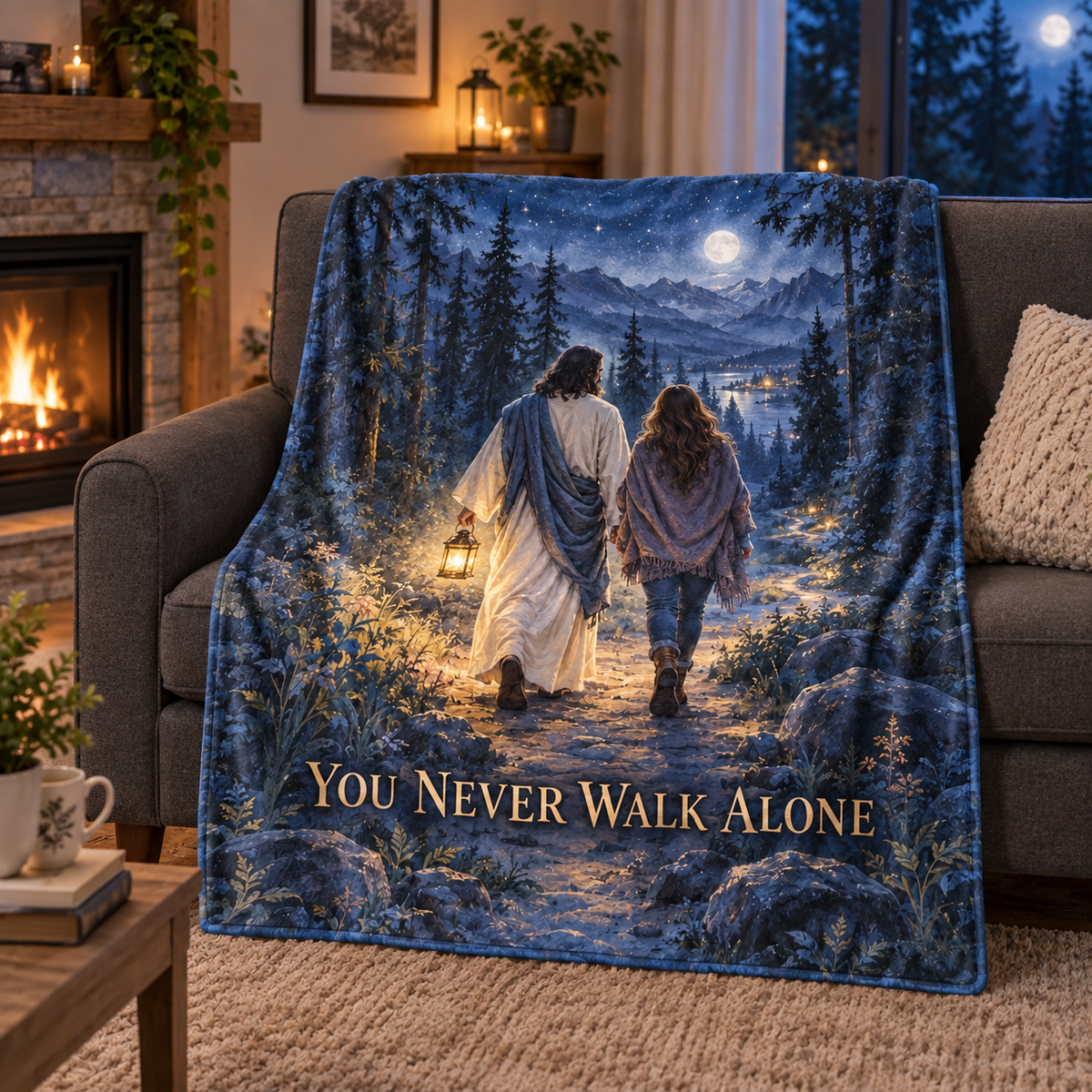 You Never Walk Alone – Jesus Moonlight Christian Blanket