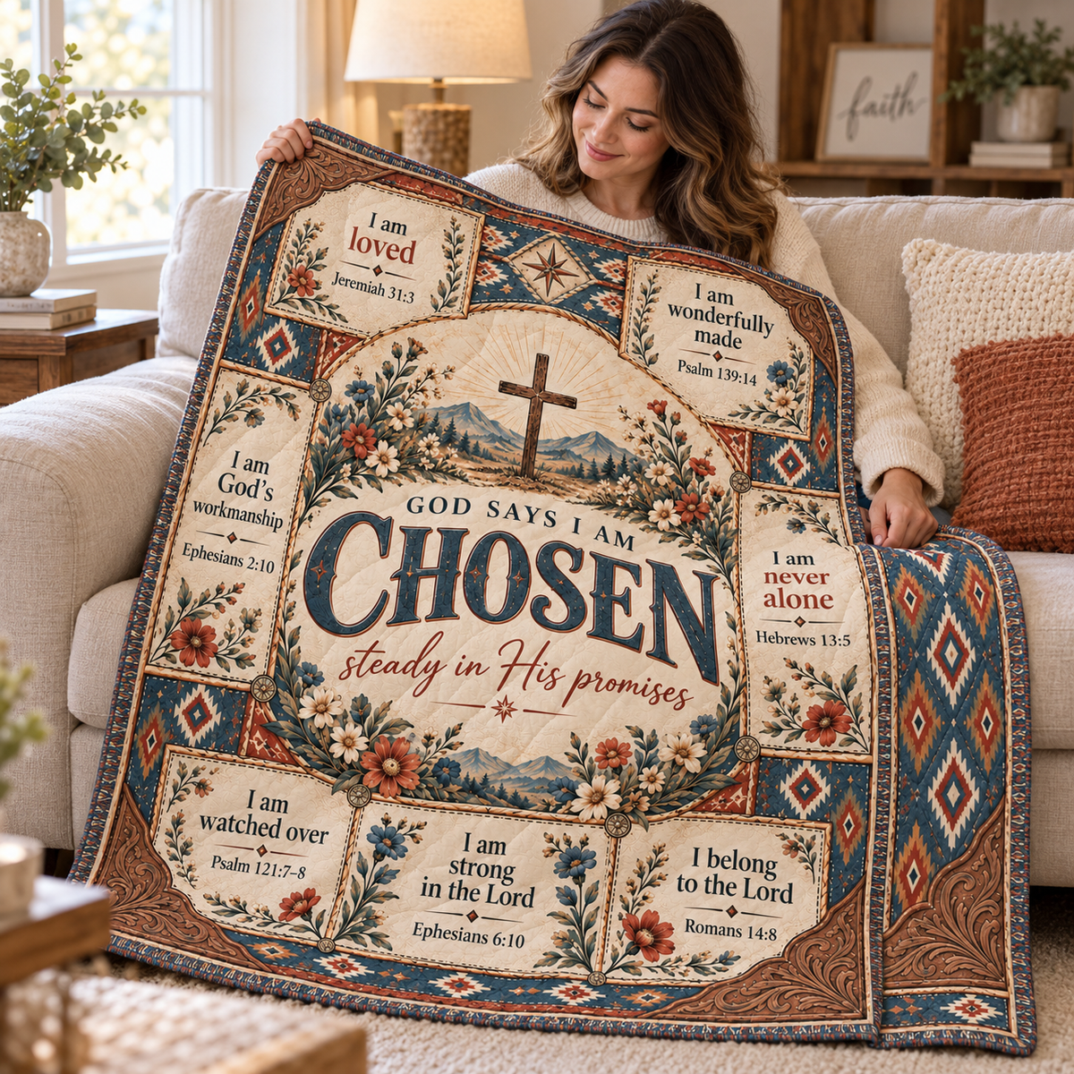 God Says I Am Beloved – Botanical Scripture Blanket