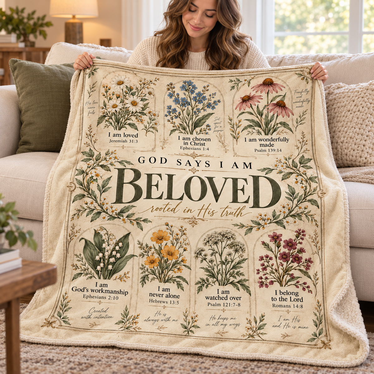 God Says I Am Beloved – Botanical Scripture Blanket