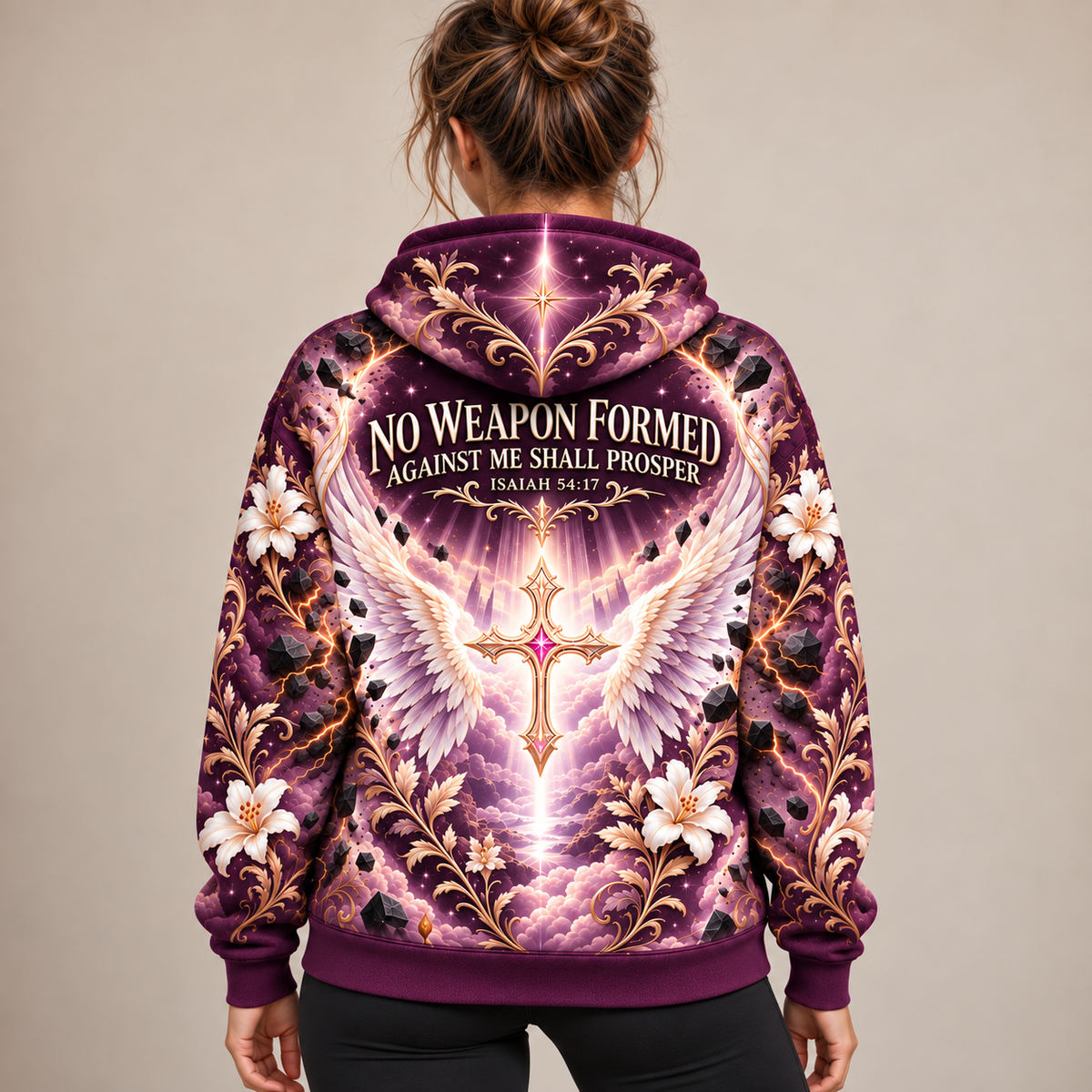 No Weapon Formed – Royal Plum Wings Isaiah 54:17 Women’s Hoodie