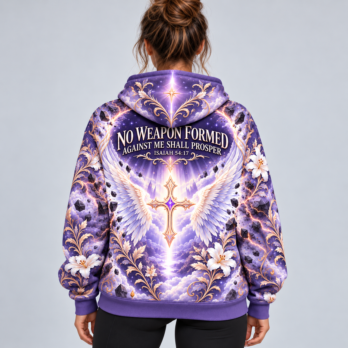 No Weapon Formed – Divine Lavender Wings Isaiah 54:17 Women’s Hoodie