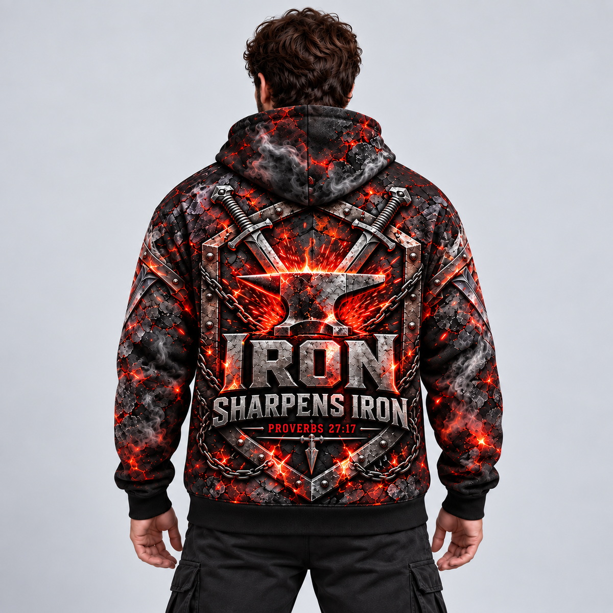 Forged in Faith – Iron Sharpens Iron Christian Hoodie