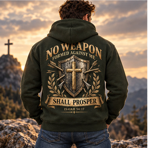 No Weapon Formed – Shield of Victory Olive Green Christian Hoodie