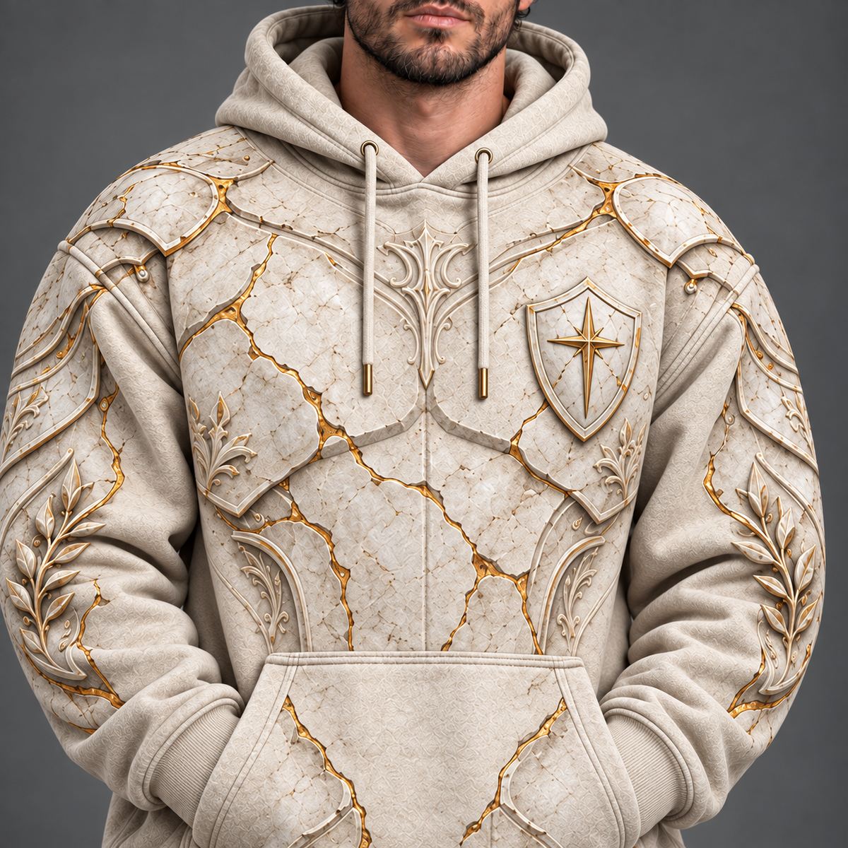 Armor of God Ephesians 6:11 Christian Hoodie – Ivory & Gold