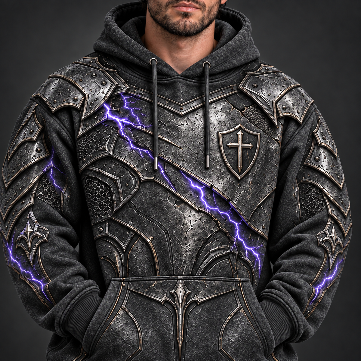 Be Strong Ephesians 6:10 Christian Armor Hoodie – Storm Forged