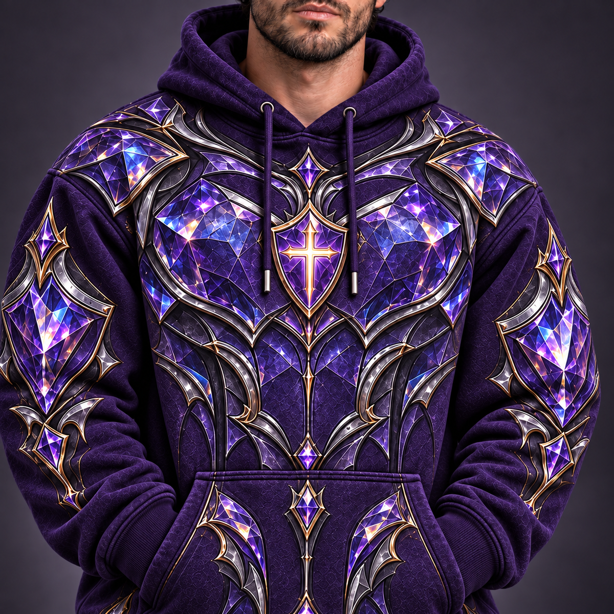 Full Armor Ephesians 6:11 Christian Hoodie – Amethyst Knight