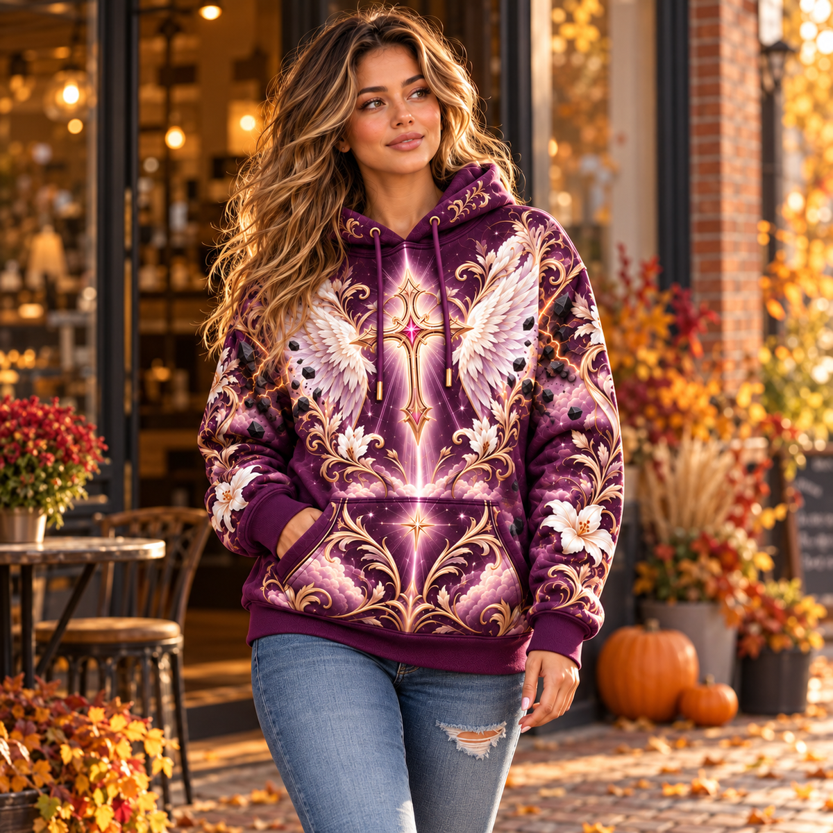 No Weapon Formed – Royal Plum Wings Isaiah 54:17 Women’s Hoodie