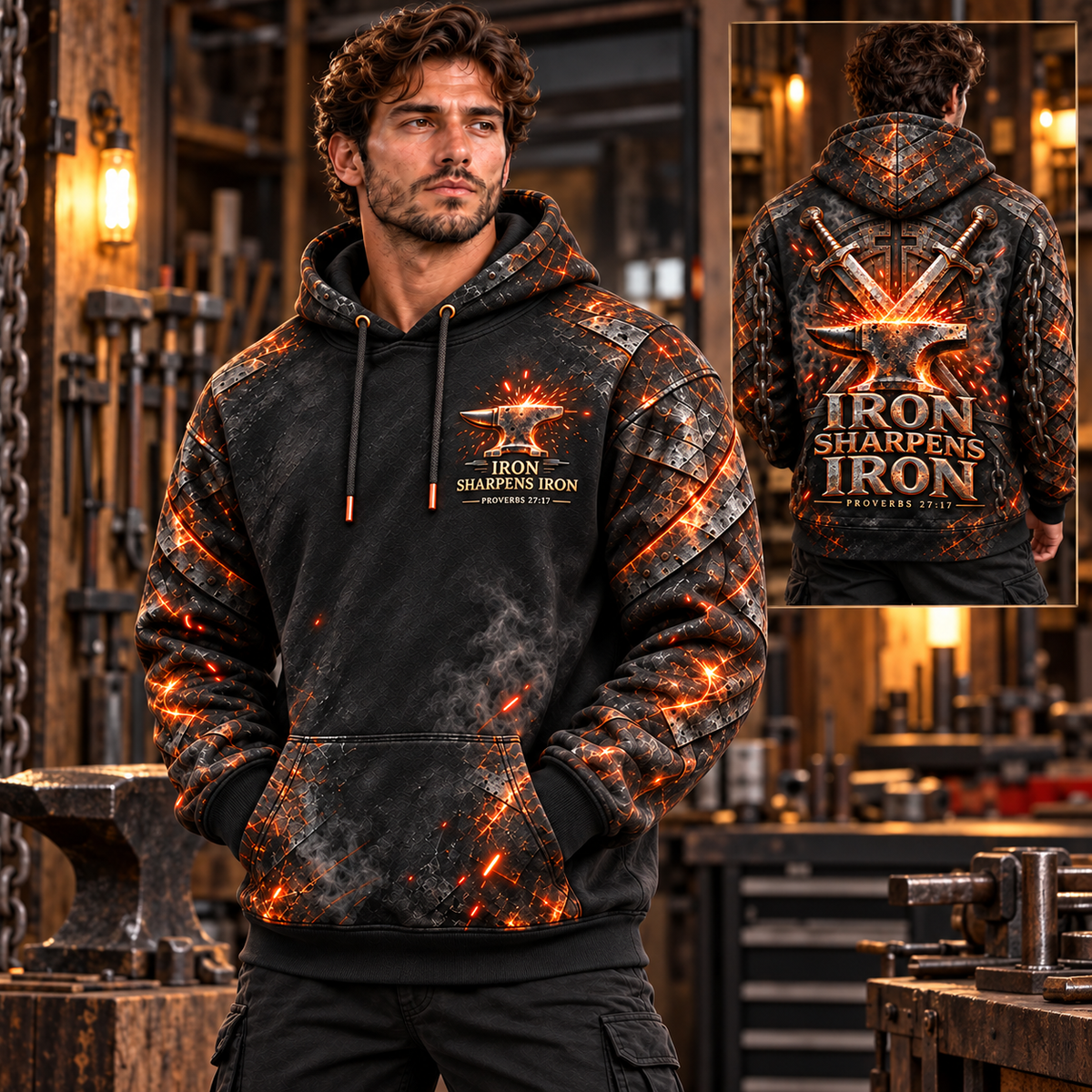 Refined by Fire – Proverbs 27:17 Christian Hoodie