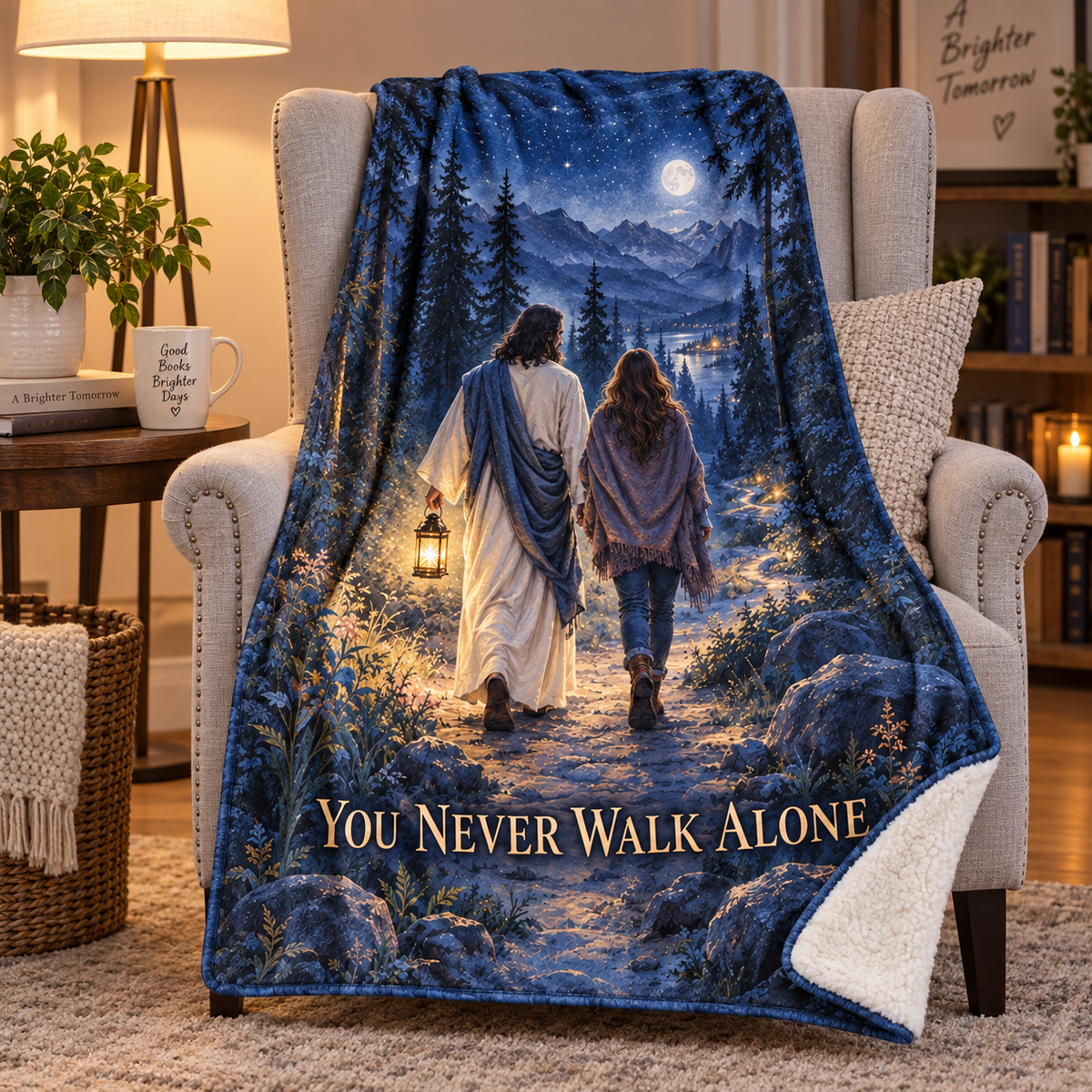 You Never Walk Alone – Jesus Moonlight Christian Blanket