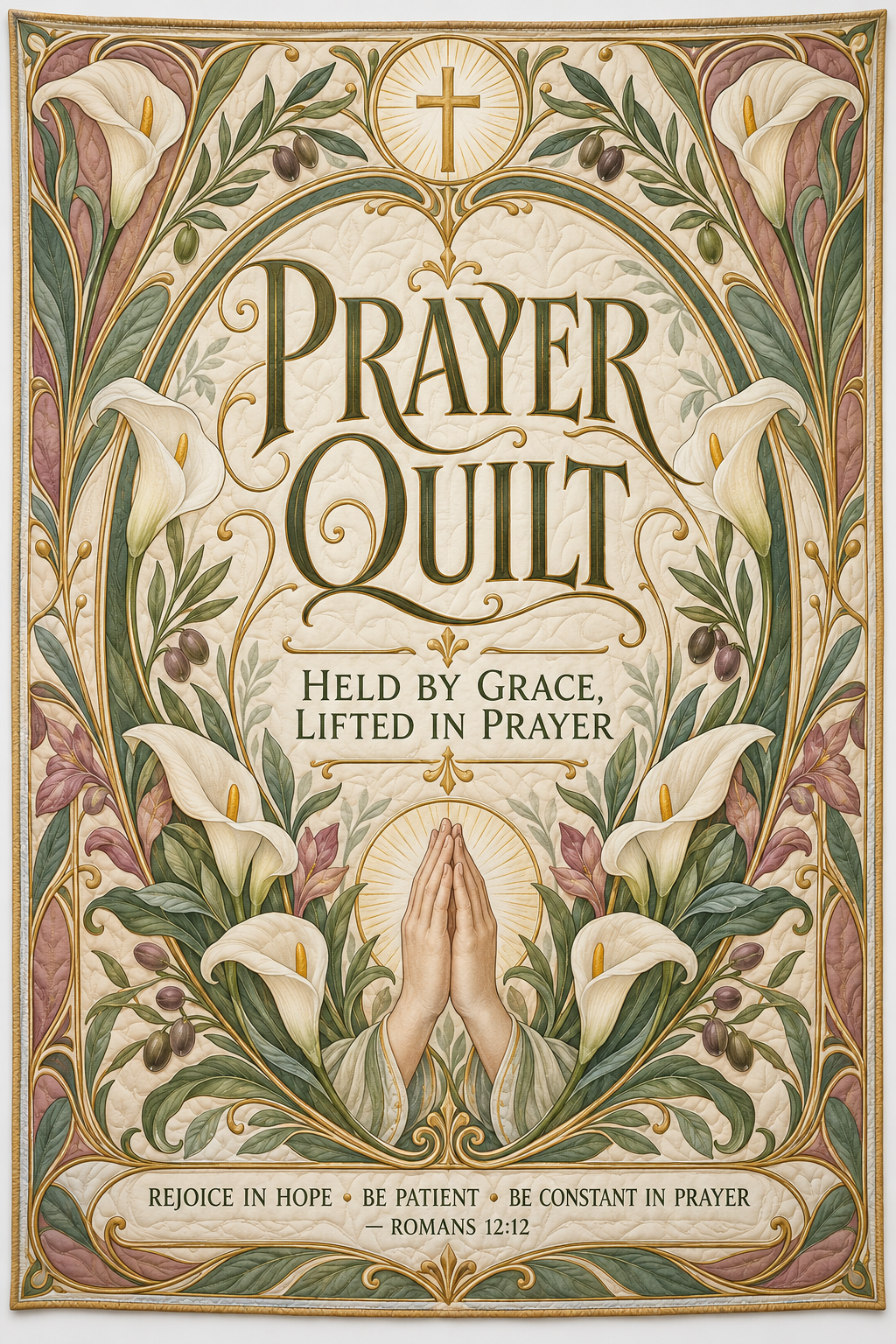 Prayer Quilt – Held by Grace Art Nouveau Christian Blanket