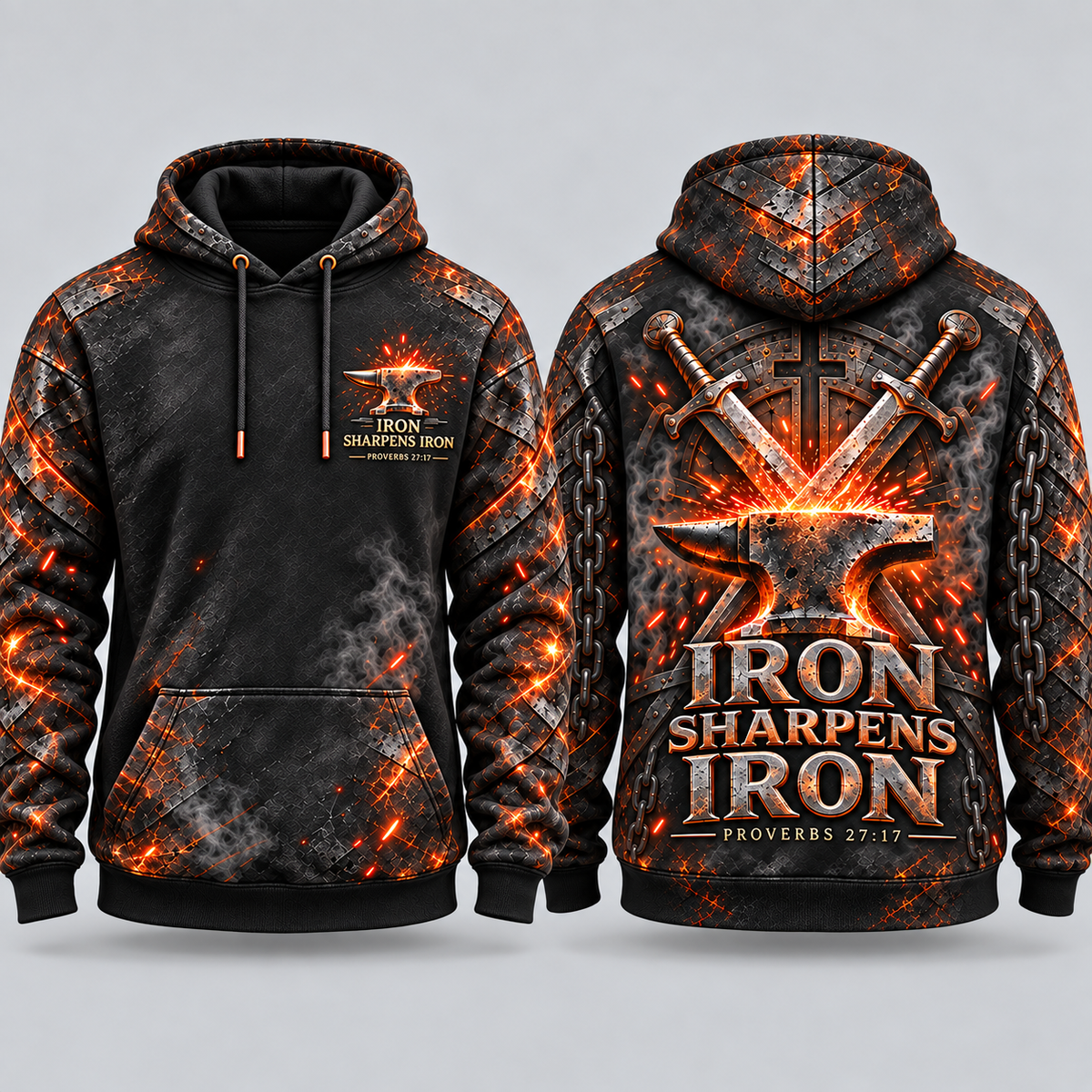 Refined by Fire – Proverbs 27:17 Christian Hoodie