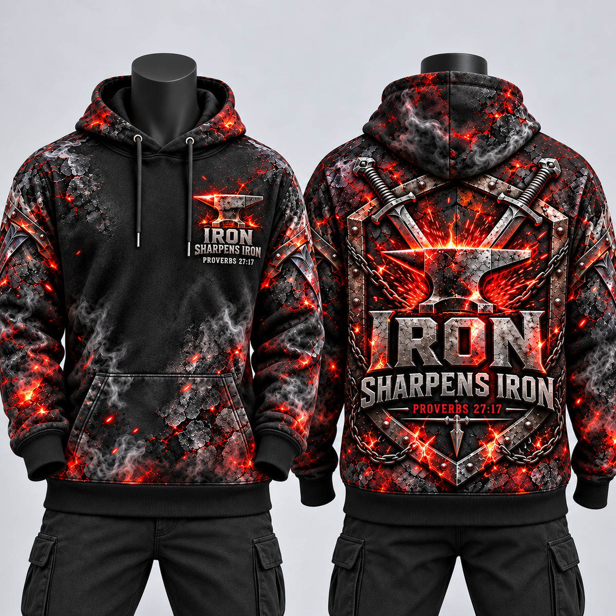 Forged in Faith – Iron Sharpens Iron Christian Hoodie