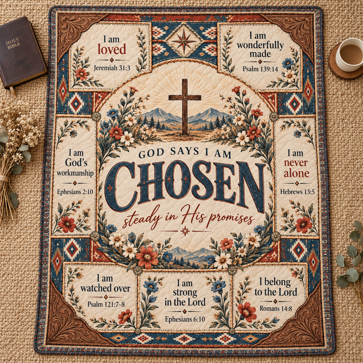 God Says I Am Beloved – Botanical Scripture Blanket