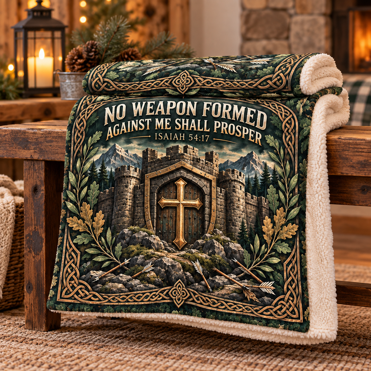 No Weapon Formed – Fortress of Faith Isaiah 54:17 Christian Blanket