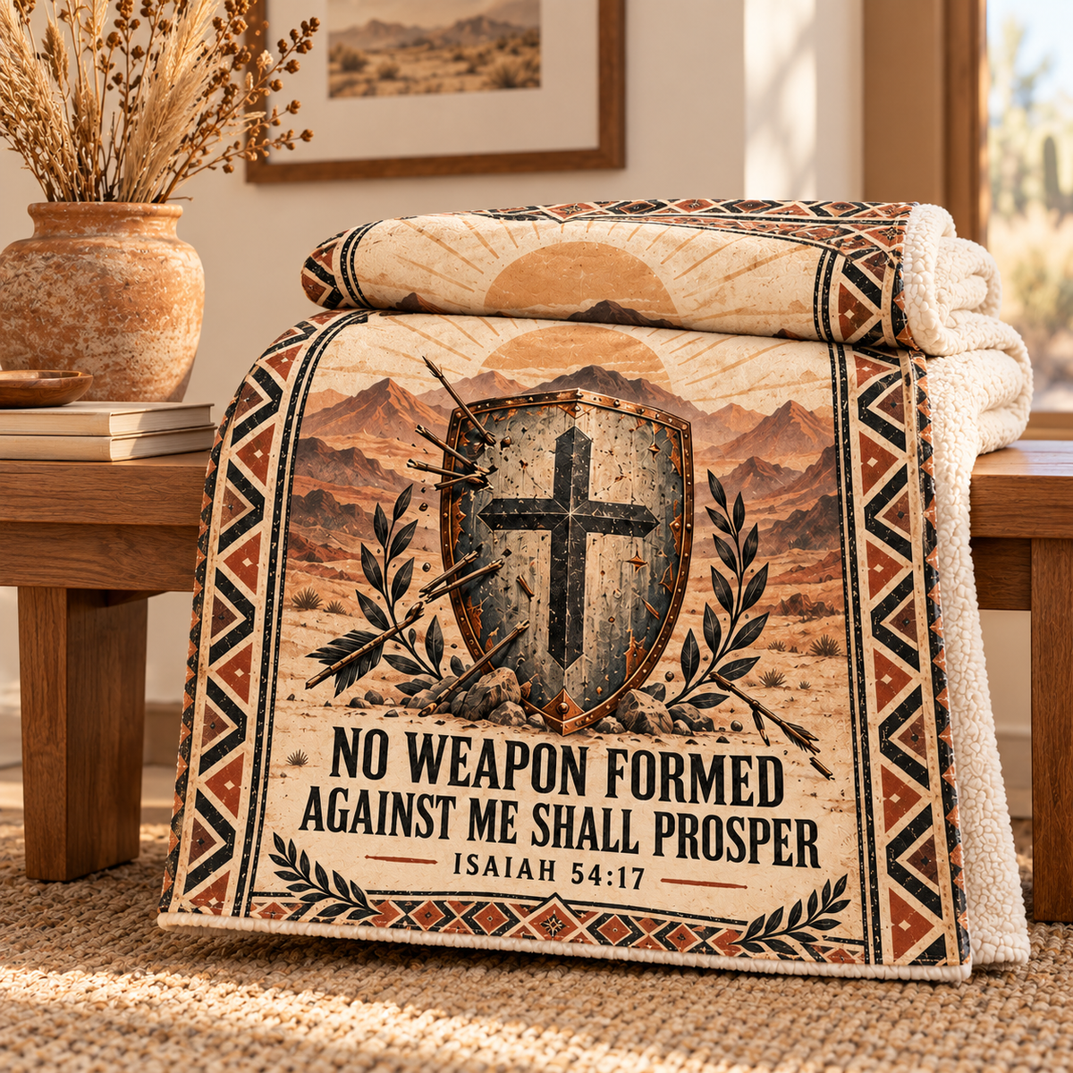No Weapon Formed – Desert Shield Isaiah 54:17 Christian Blanket