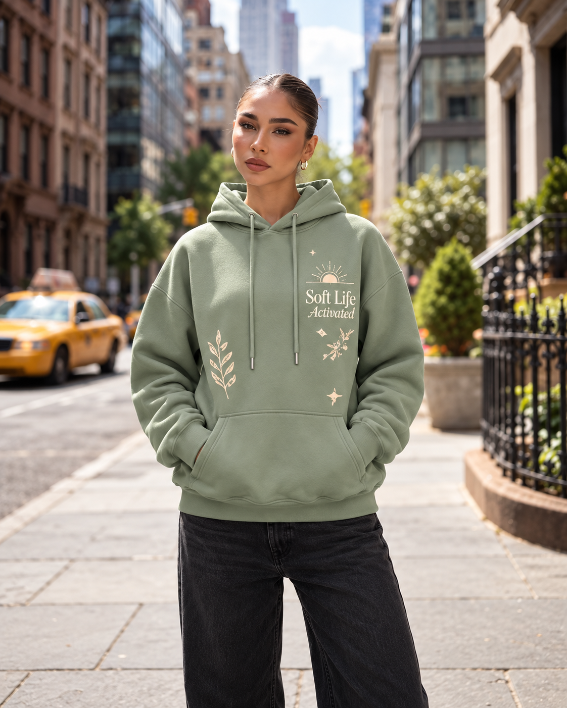 Soft Life Activated – Sage Serenity Oversized Hoodie